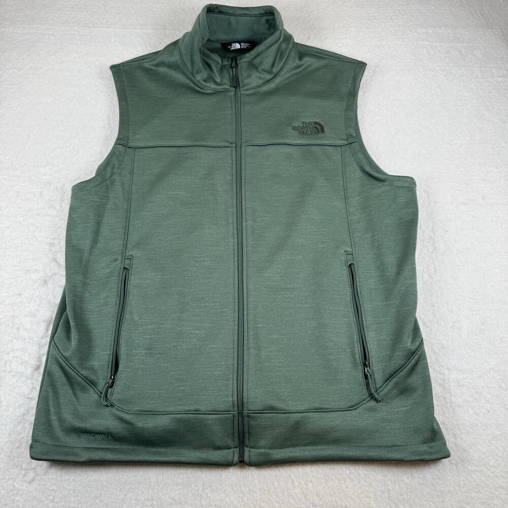 The North Face Vest Mens Size XL Green Windwall Softshell Full Zip Outdoor